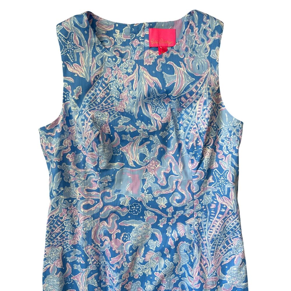 Lilly‎ Pulitzer Mika Stretch Shift Boca Blue Sea What I Sea Dress Size 12 - Picture 12 of 12